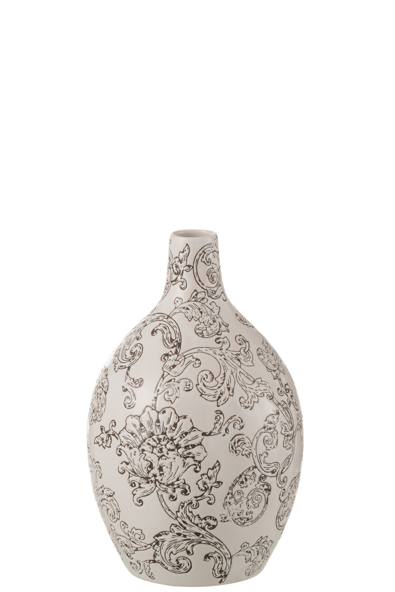 Zen-Vase, rund, Porzellan, weiß/schwarz