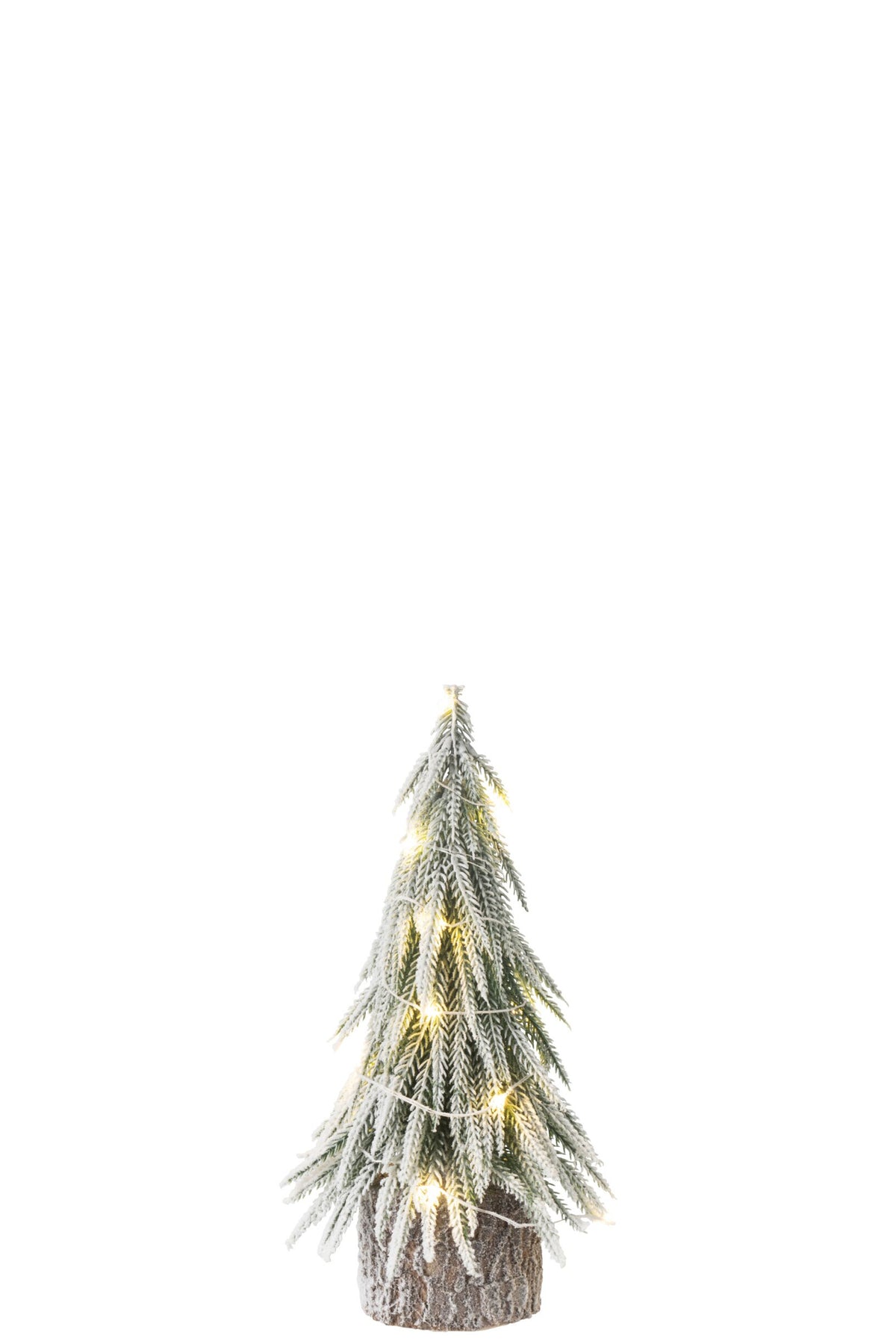 Kerstboompje besneeuwd met LED – kunststof, groen, 30 cm
