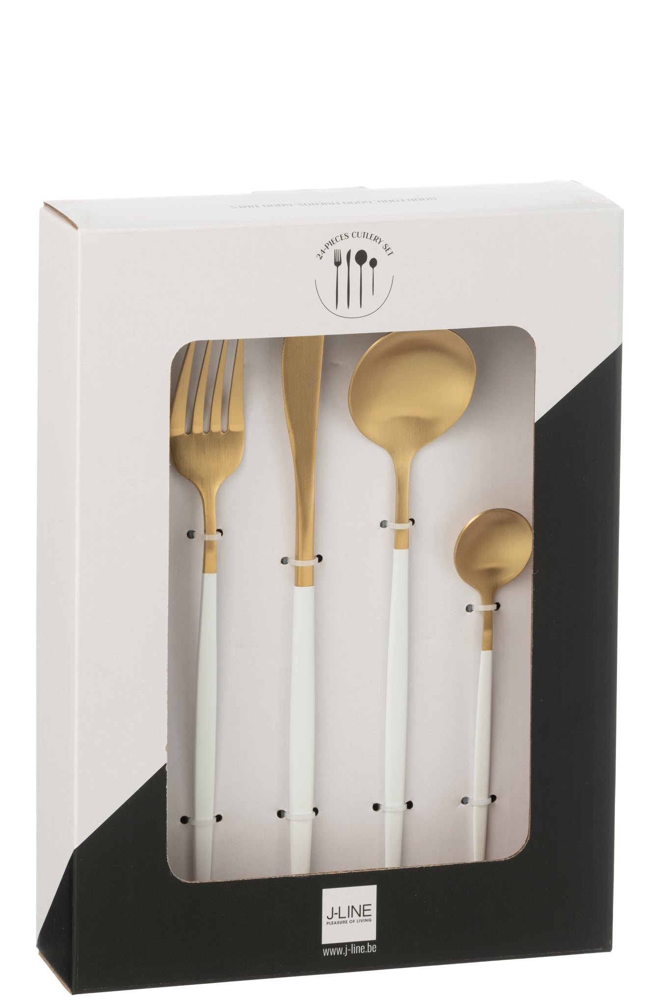Box Cutlery A 24 Pieces Stainless Steel Matt Gold+ White
