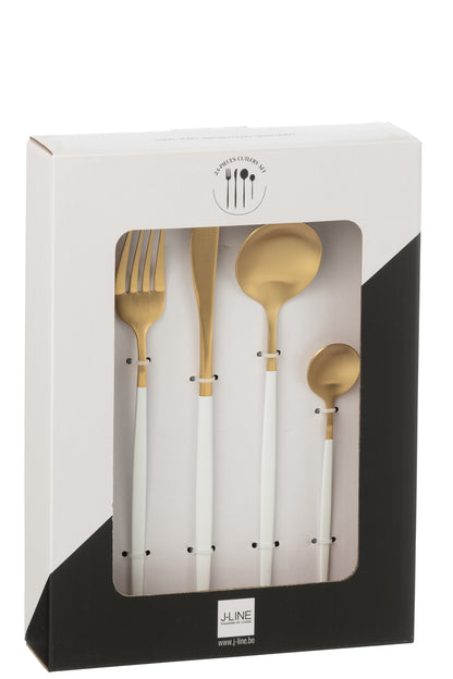 Box Cutlery A 24 Pieces Stainless Steel Matt Gold+ White
