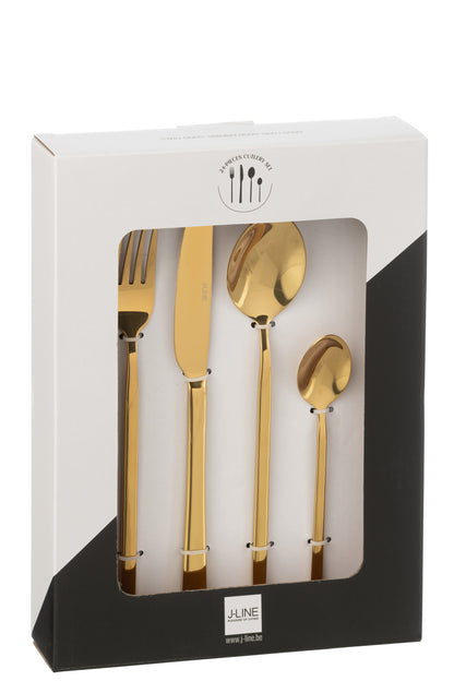 Box Cutlery B 24 Pieces Stainless Steel Shiny Gold