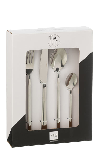 Box Cutlery B 24 Pieces Stainless Steel Shiny Silver