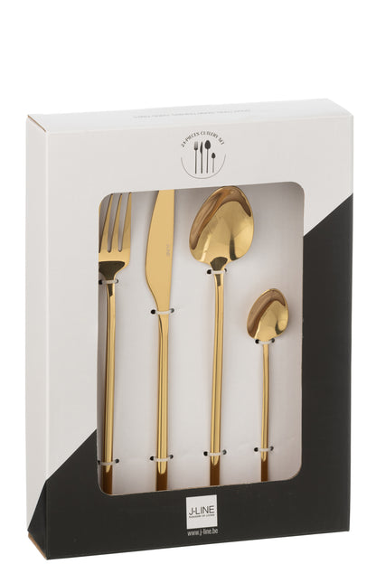 Box Cutlery C 24 Pieces Stainless Steel Shiny Gold