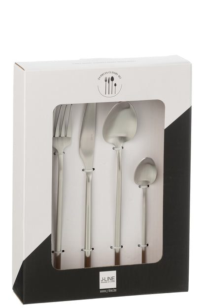 Box Cutlery C 24 Pieces Stainless Steel Matt Silver