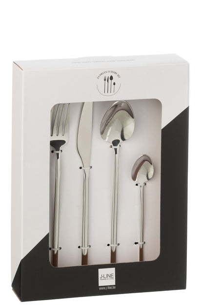 Box Cutlery C 24 Pieces Stainless Steel Shiny Silver