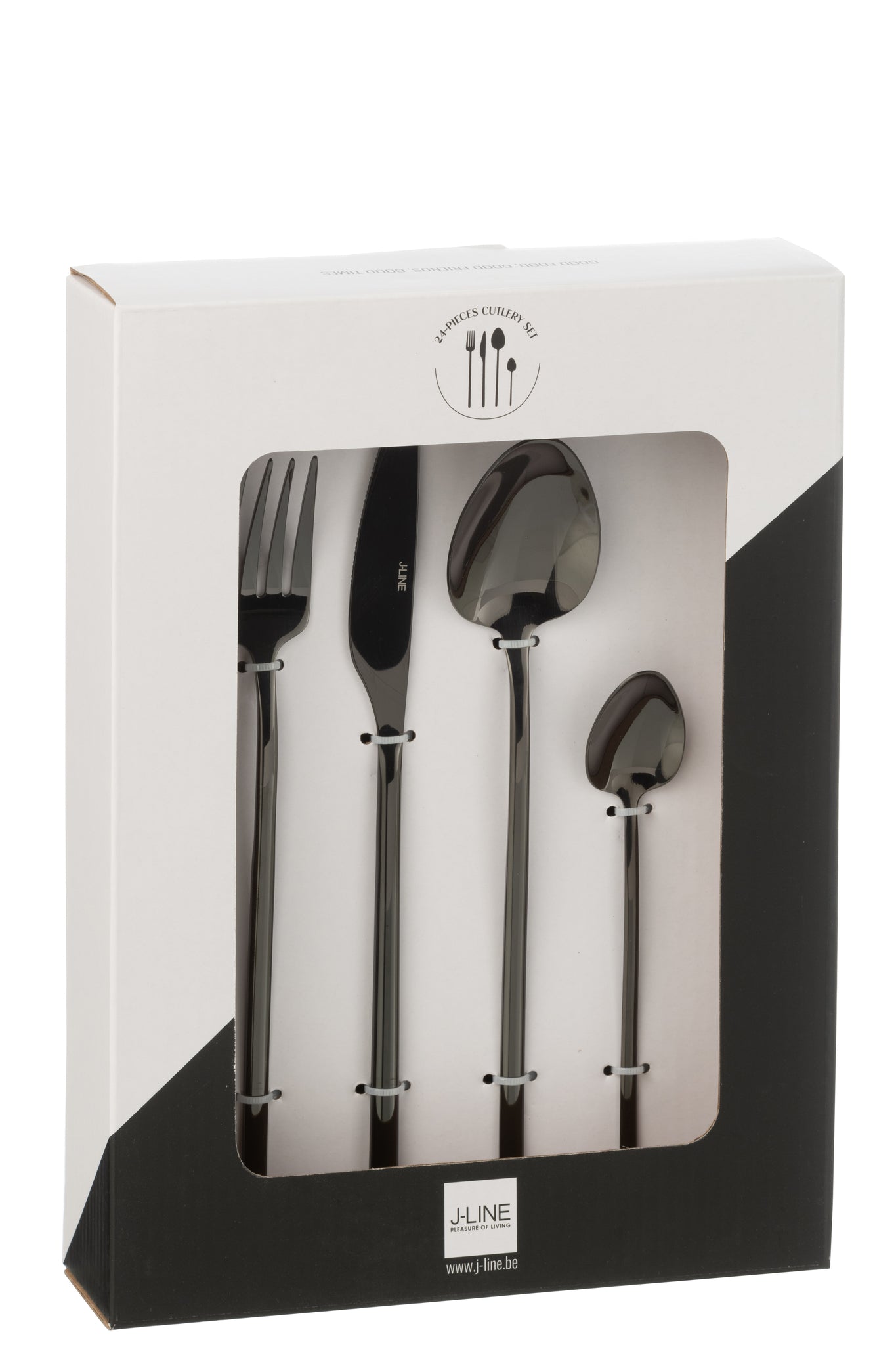 Box Cutlery C 24 Pieces Stainless Steel Shiny Black