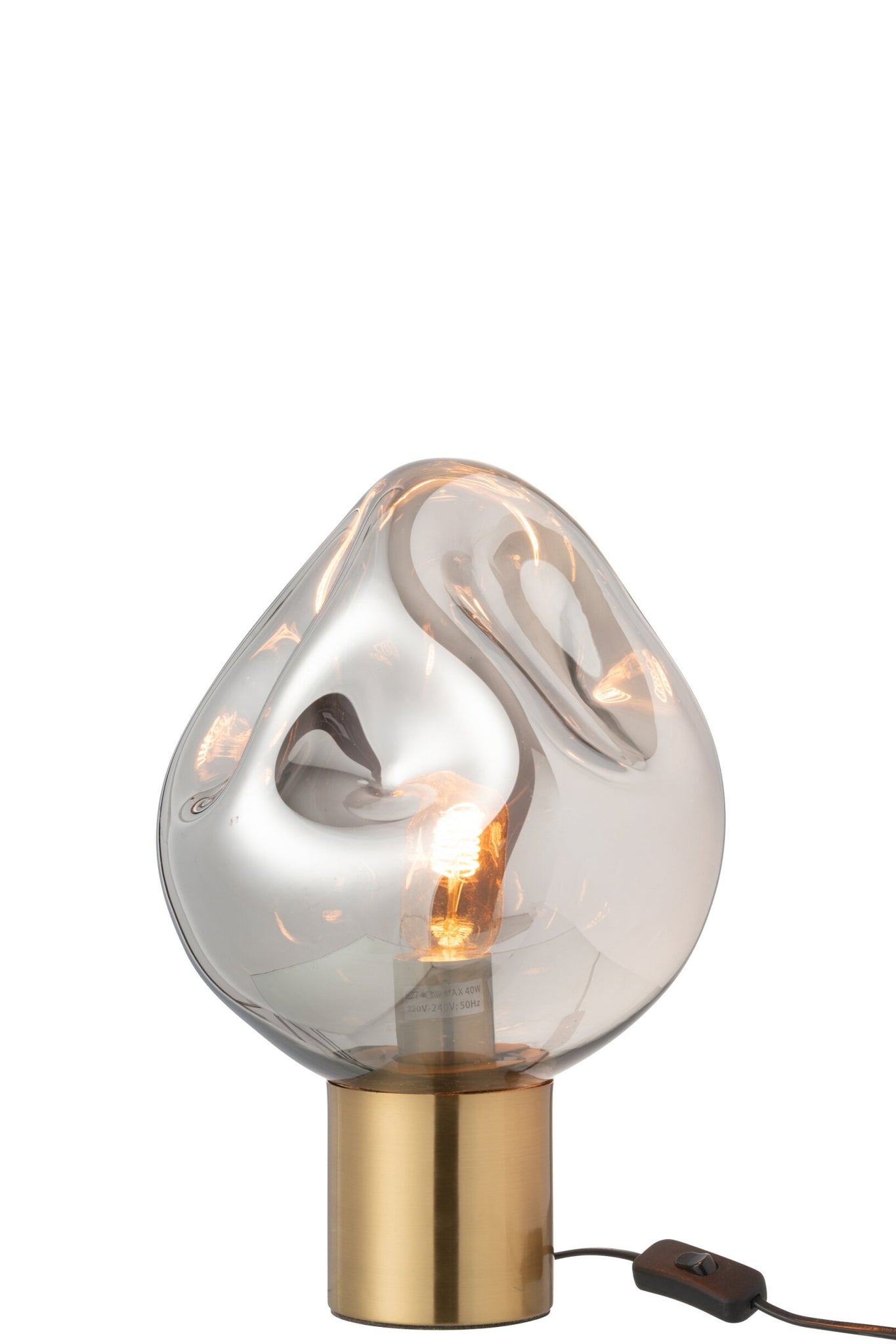 Tischleuchte Gold Metall/Glas Grau