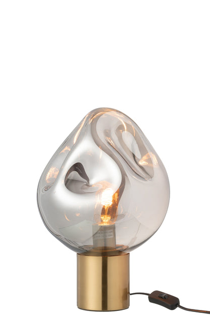 Tischleuchte Gold Metall/Glas Grau