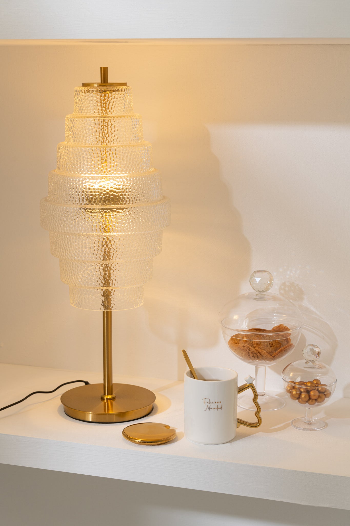 Table Lamp Led Gold Metal/Glass Transparent