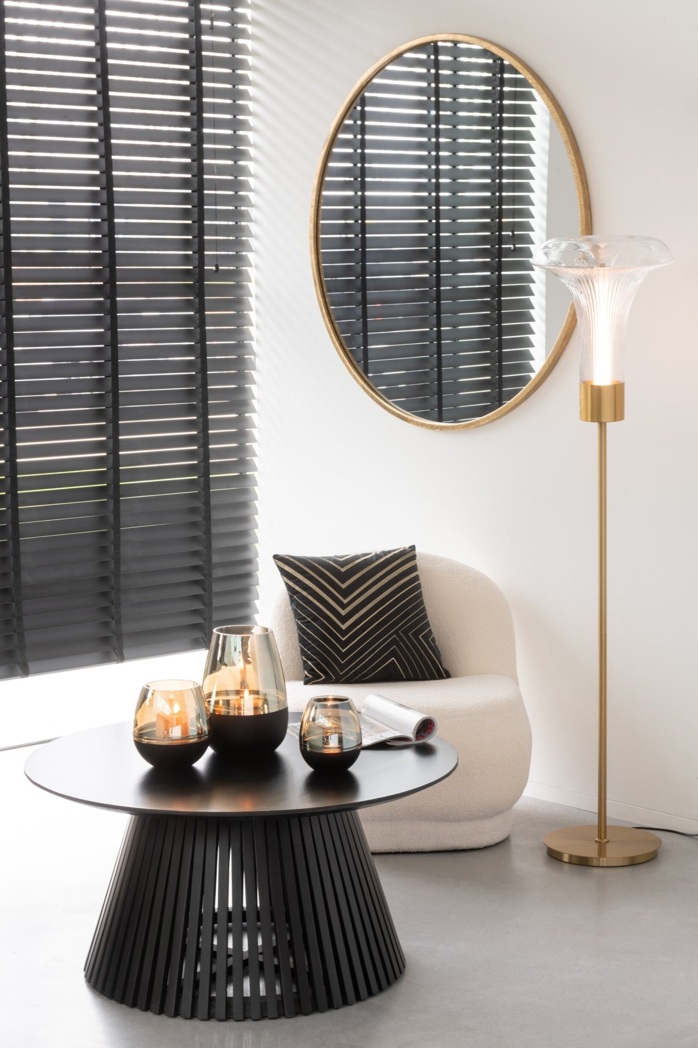 Ledvloerlamp goud – metaal/glas, transparant