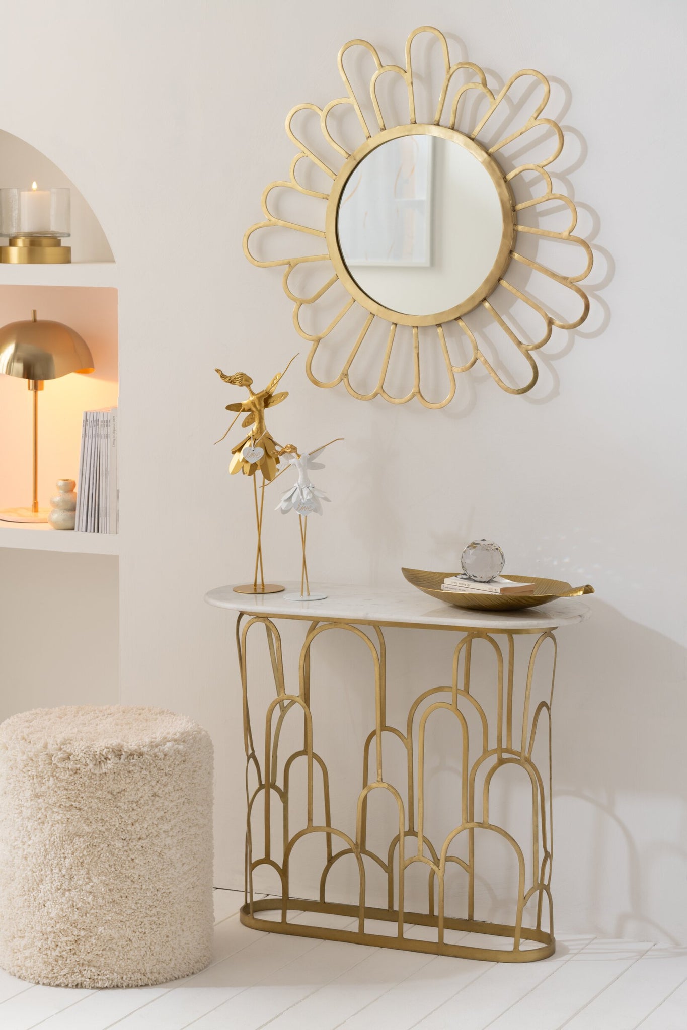 Tafellamp – metaal/marmer, goud, ø30×56 cm