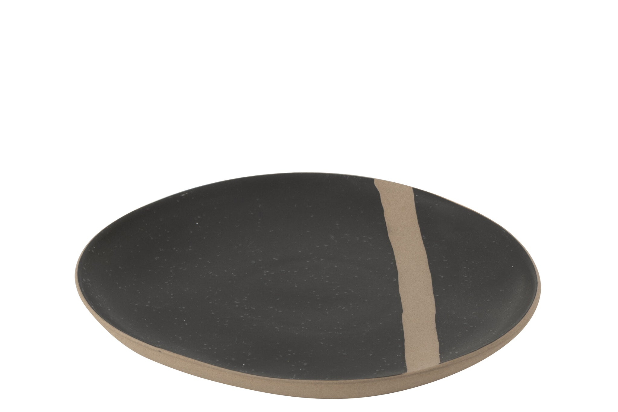 Plate  Ceramic Black/Taupe Small