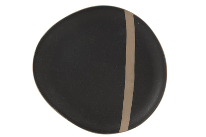Plate  Ceramic Black/Taupe Large