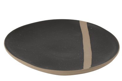 Plate  Ceramic Black/Taupe Large