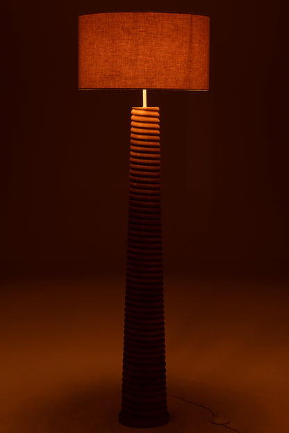 Vloerlamp gedraaid – ailanthushout, naturel/grijs