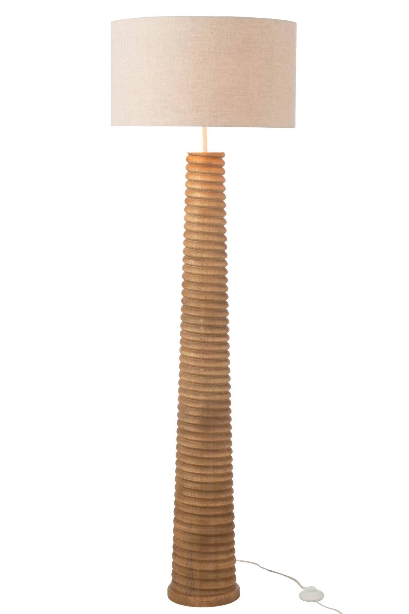 Vloerlamp gedraaid – ailanthushout, naturel/grijs