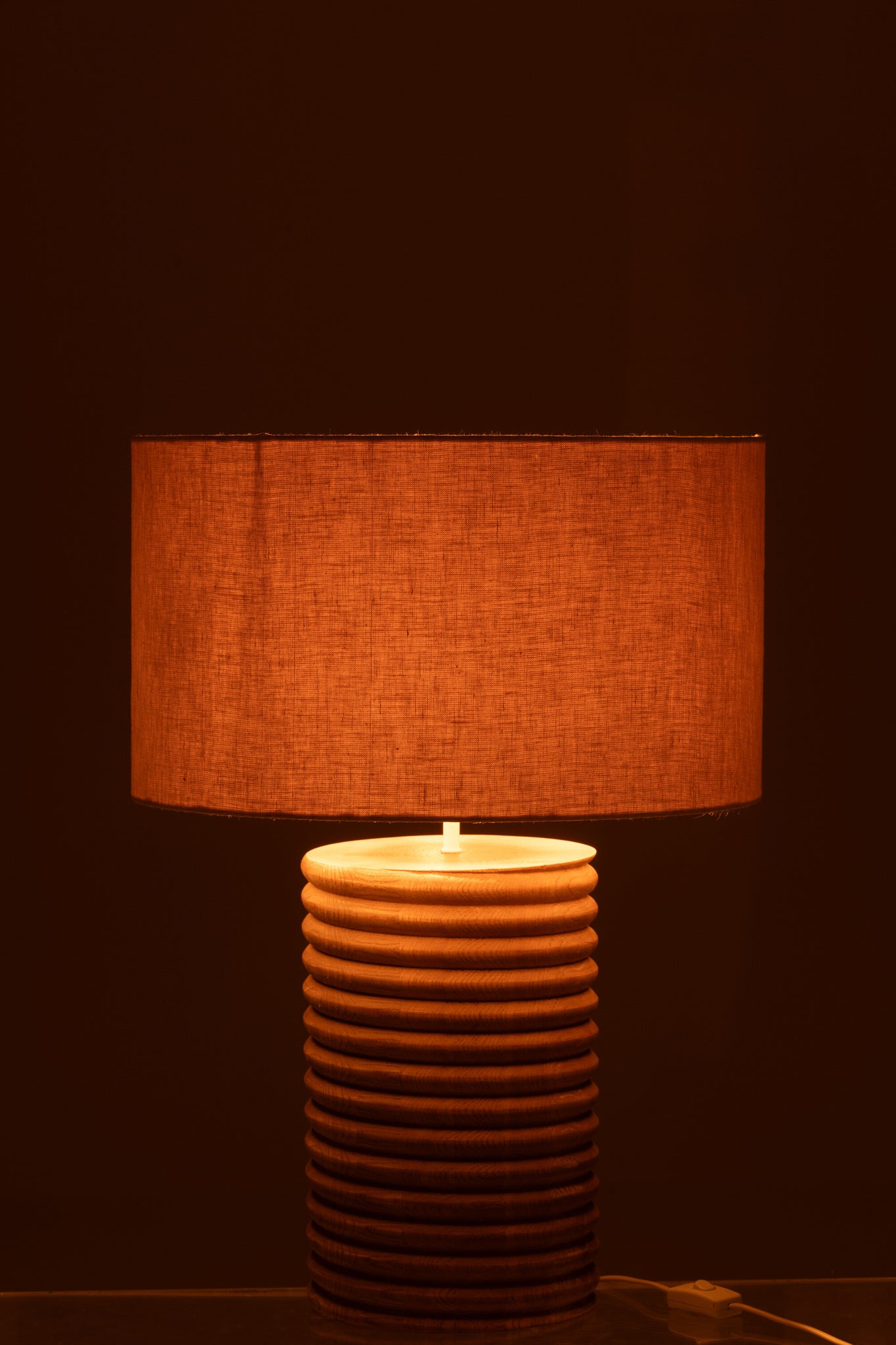 Table Lamp Threaded Wide Ailanthus Wood Natural/Grey