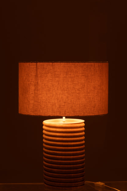 Table Lamp Threaded Wide Ailanthus Wood Natural/Grey