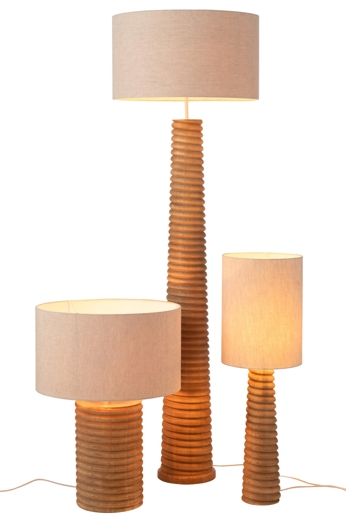Table Lamp Threaded Wide Ailanthus Wood Natural/Grey