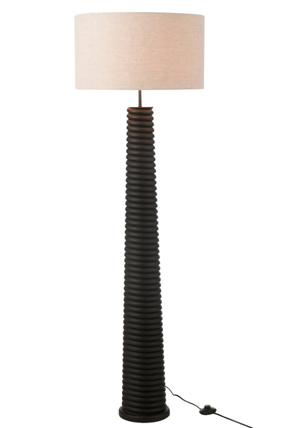 Floor Lamp Threaded Ailanthus Wood Black/Grey