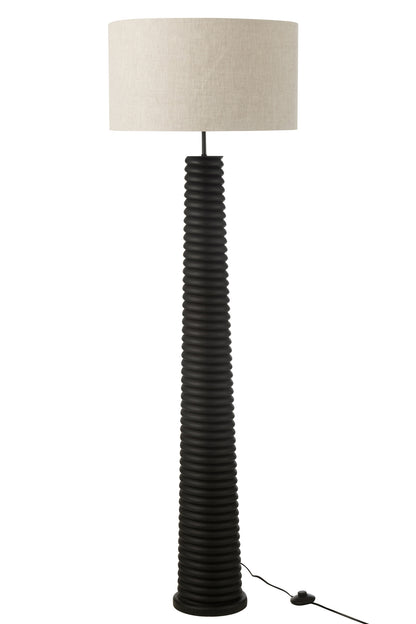Floor Lamp Threaded Ailanthus Wood Black/Grey