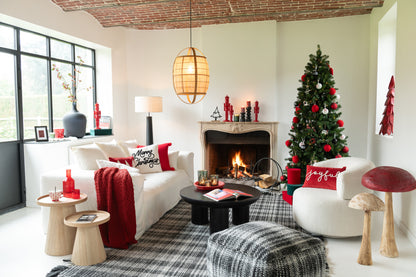 Floor Lamp Threaded Ailanthus Wood Black/Grey