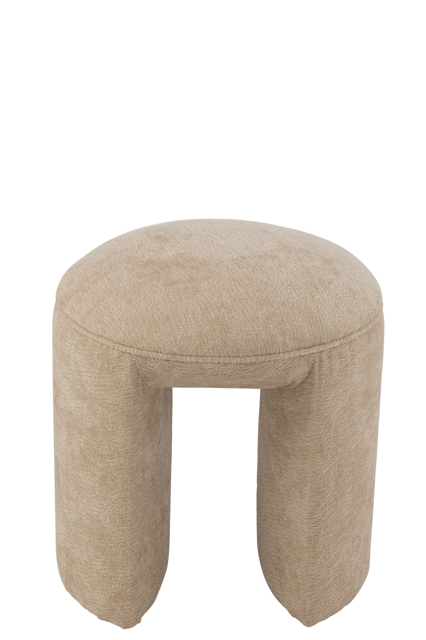 Ronde kruk van stof in beige