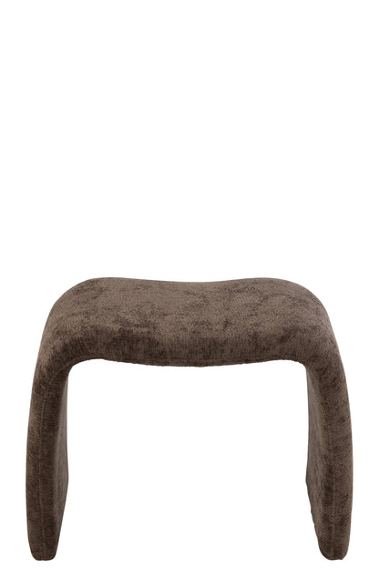 Stool N Shape Textile Dark Brown