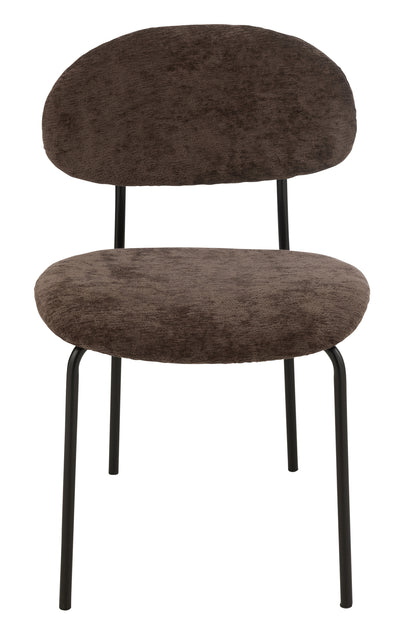 Dining Chair Textile/Metal Dark Brown