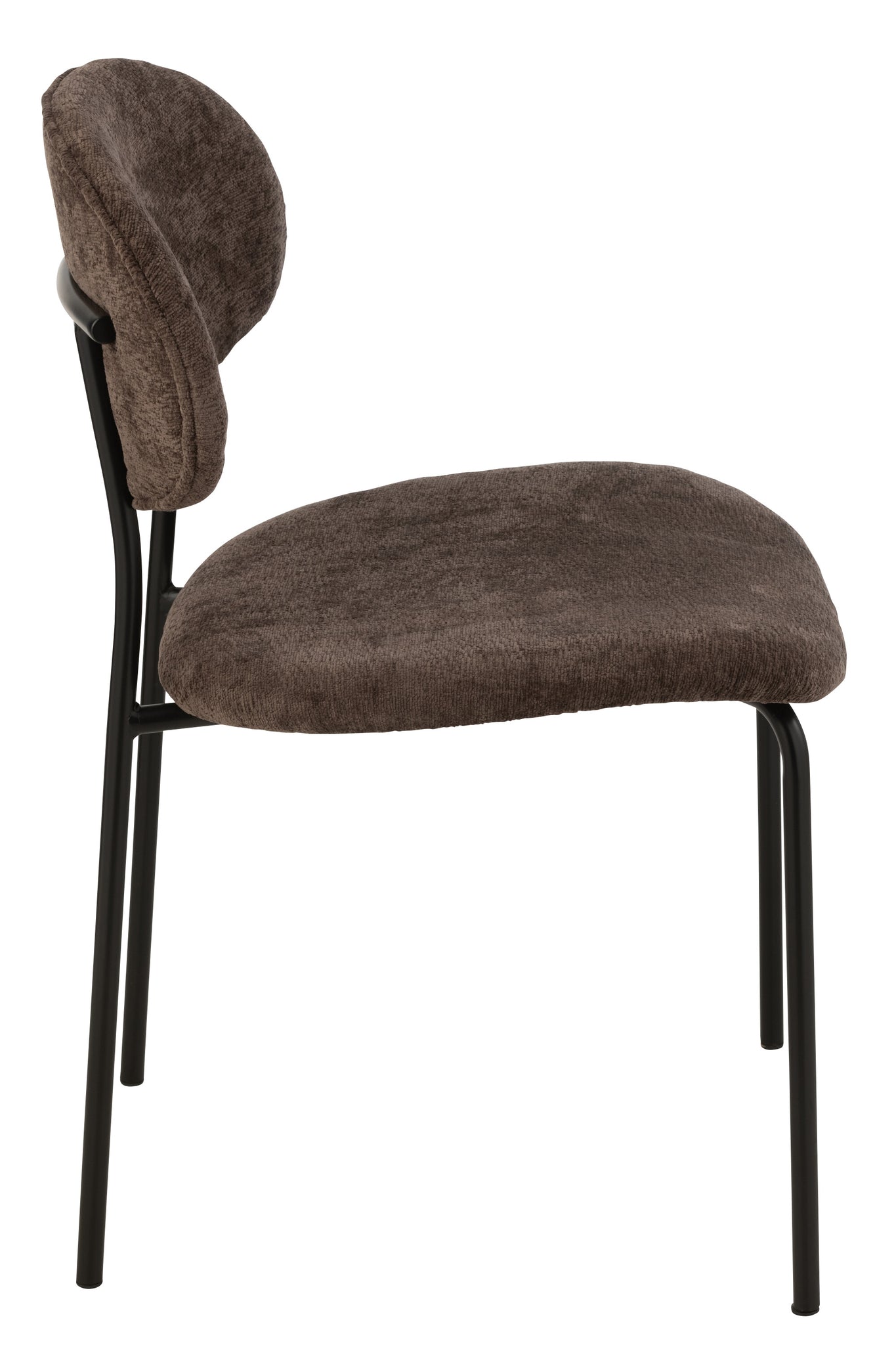Dining Chair Textile/Metal Dark Brown