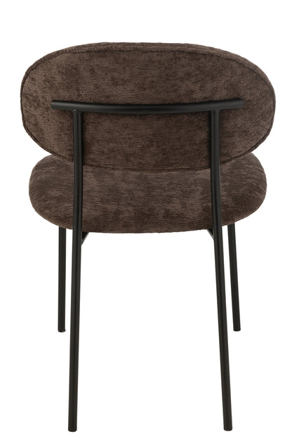 Dining Chair Textile/Metal Dark Brown