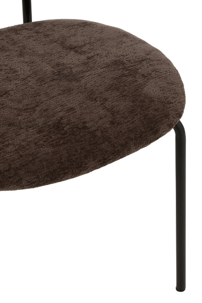 Dining Chair Textile/Metal Dark Brown