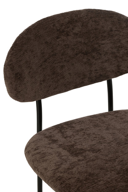 Dining Chair Textile/Metal Dark Brown