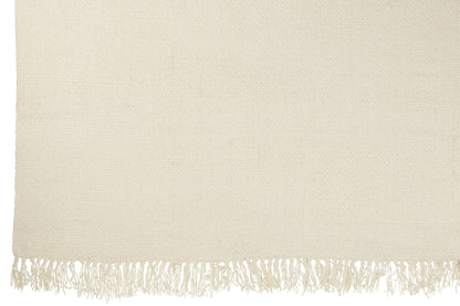 Plaid Woven+Fringes Viscose White