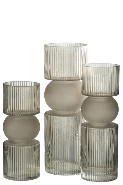 Vase/Candle Holder Candy Glass Grey Large