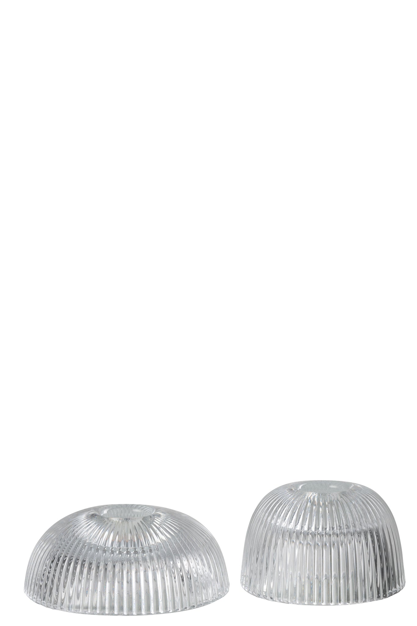 Candle Holder Canele Glass Transparent Assortment Of 2