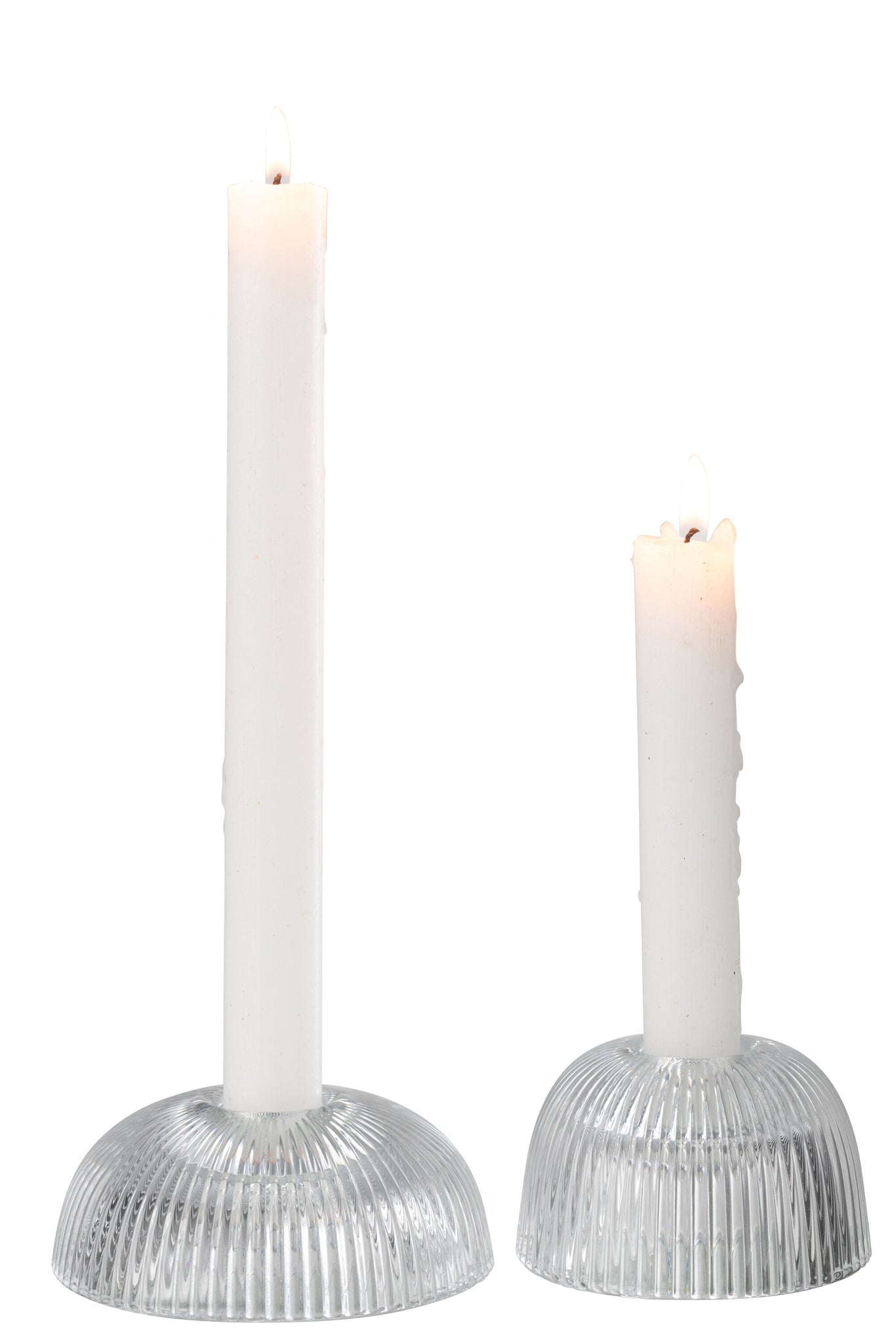 Candle Holder Canele Glass Transparent Assortment Of 2