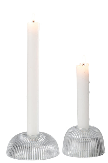 Candle Holder Canele Glass Transparent Assortment Of 2