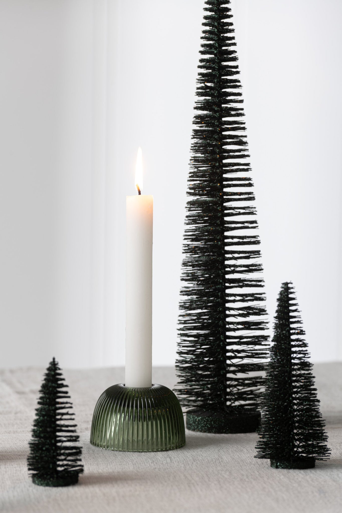 Kerzenhalter Canele Glas Grün 2er Sortiert