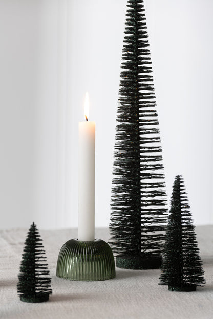 Kerzenhalter Canele Glas Grün 2er Sortiert