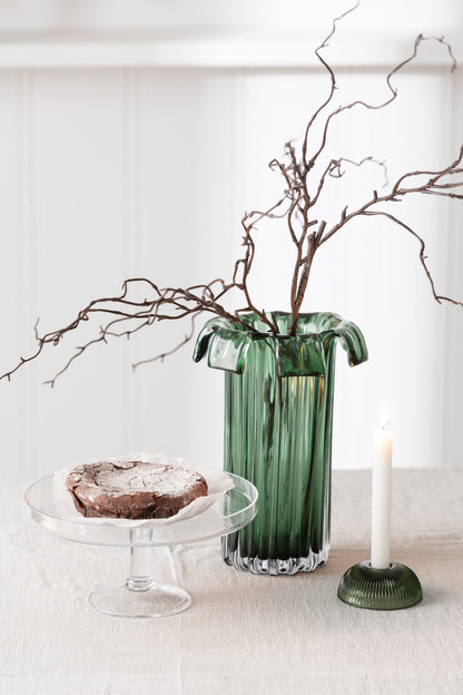 Kerzenhalter Canele Glas Grün 2er Sortiert