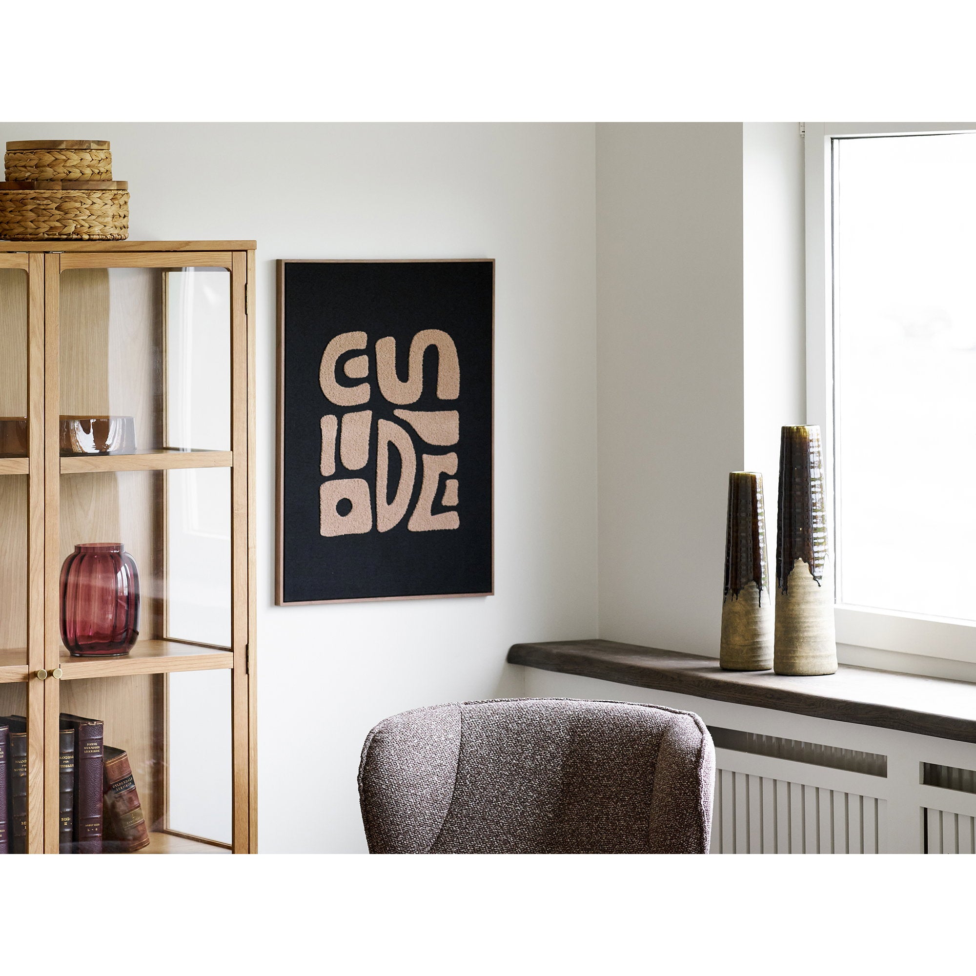Tine Tufted Wanddekoration - Getuftete Wanddekoration, beige/schwarz 50x70 cm