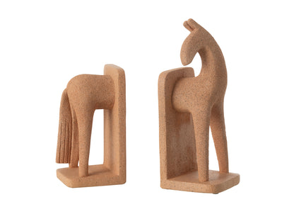 Set Of 2 Bookend Horse Modern Resin Terra