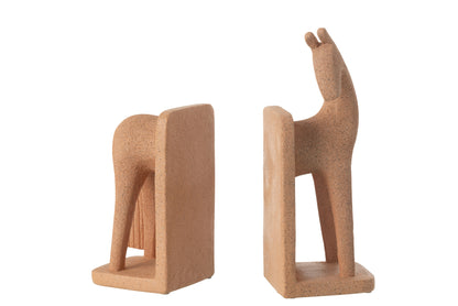 Set Of 2 Bookend Horse Modern Resin Terra