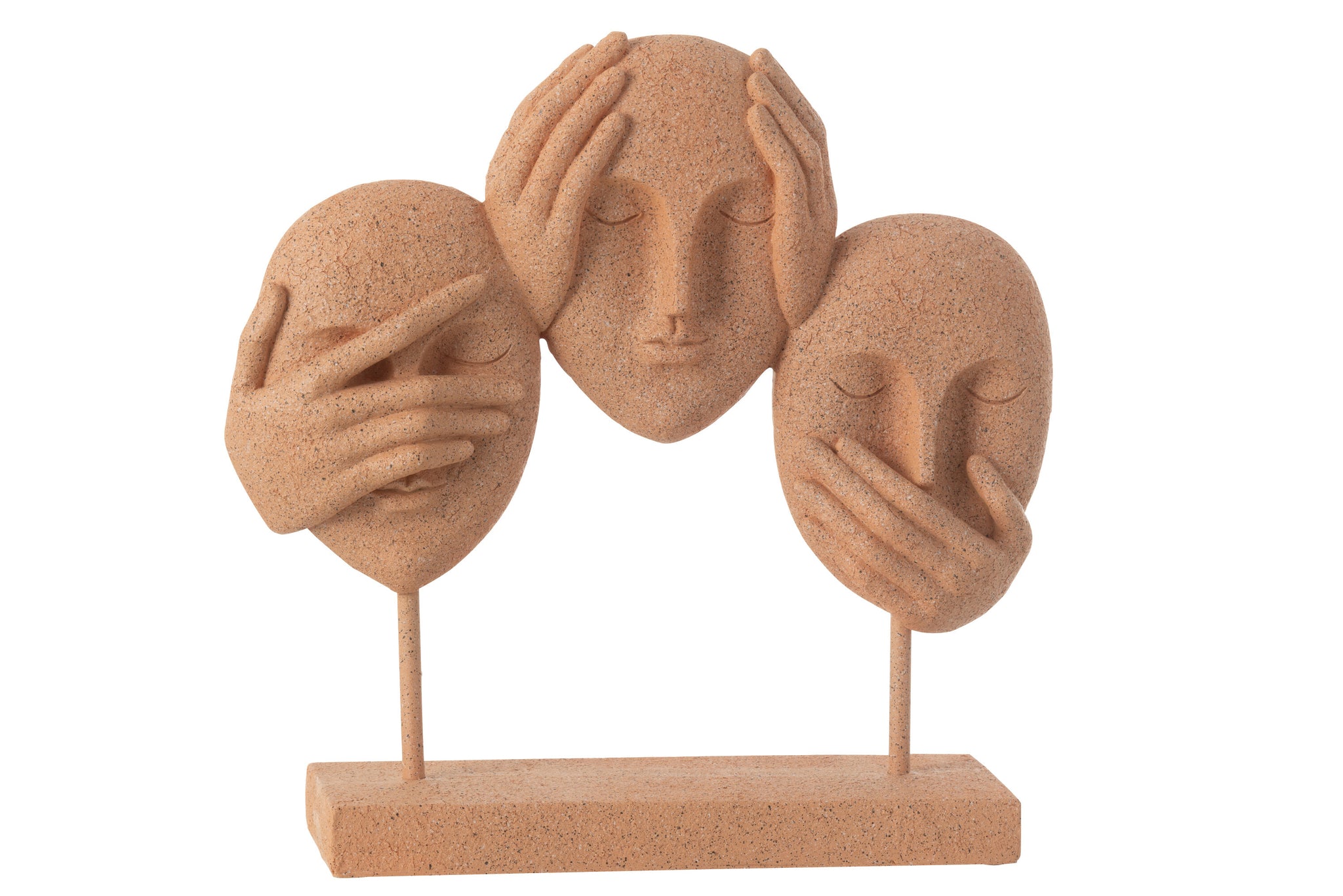 Face See/Hear/Speak On Stand Resin Terra