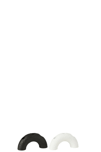 Candle Holder Arc Cement Black/White Assortment Of 2