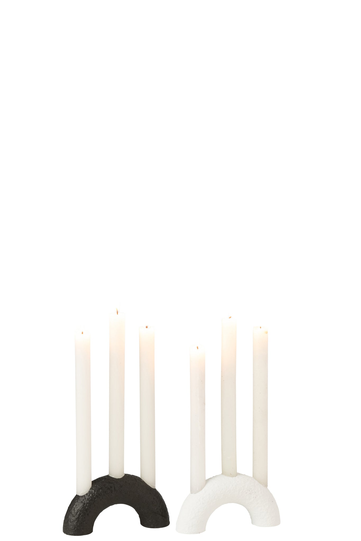 Candle Holder Arc Cement Black/White Assortment Of 2
