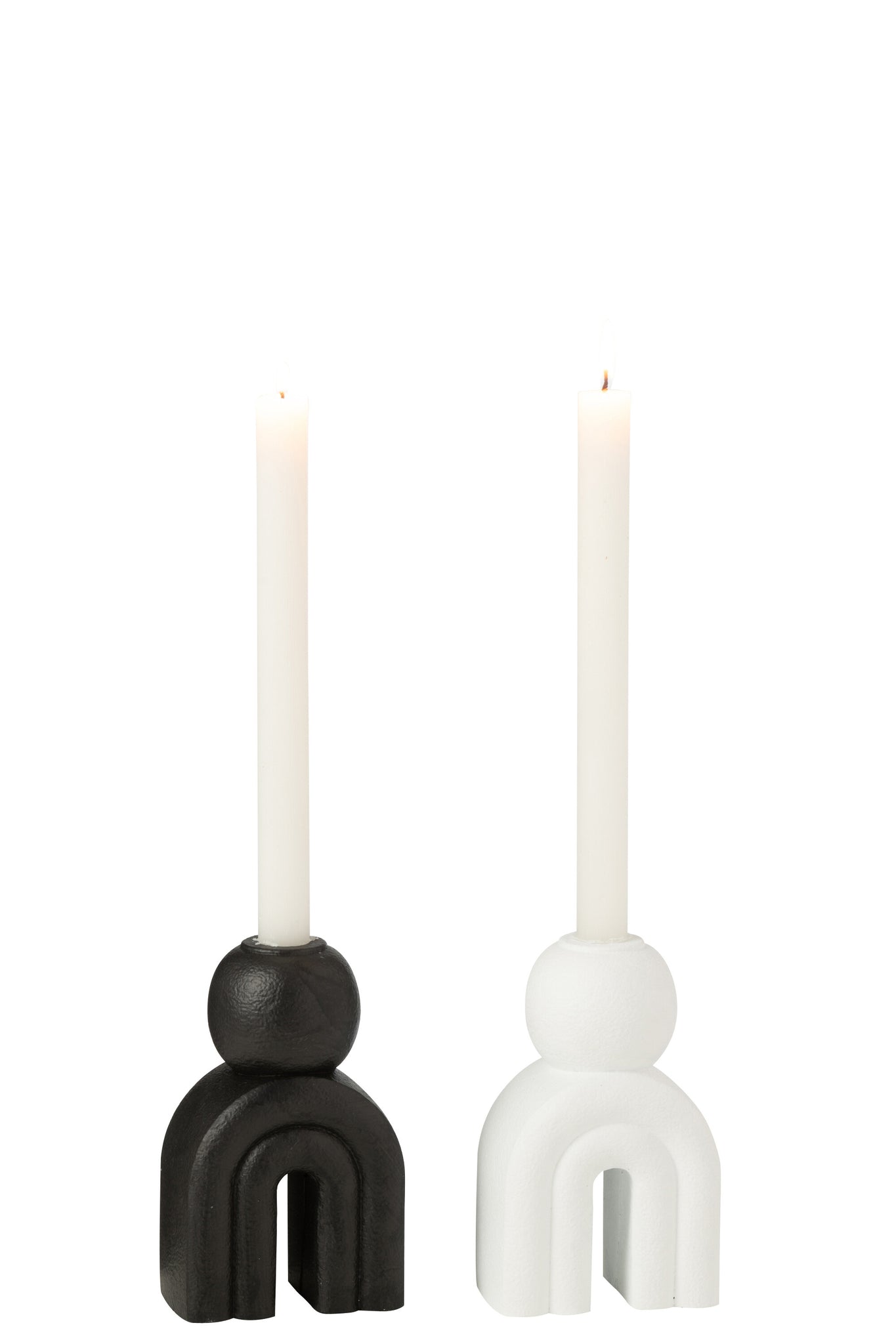 Candle Holder Modern Cement Black/White Assortment Of 2