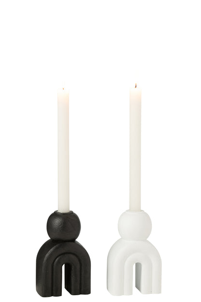 Candle Holder Modern Cement Black/White Assortment Of 2