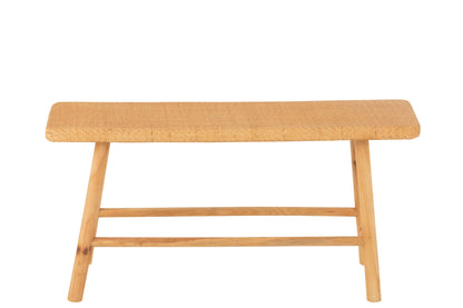 Bank rechteckig, aus Rattan/Tannenholz, natur